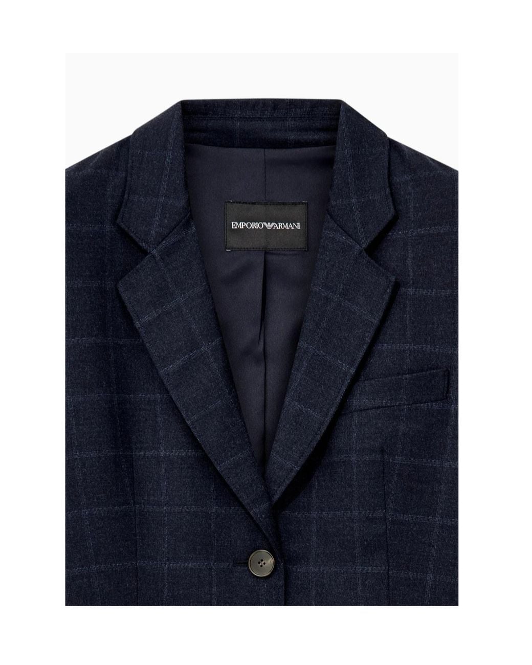 Emporio Armani Blue Checked Single-Breasted Blazer