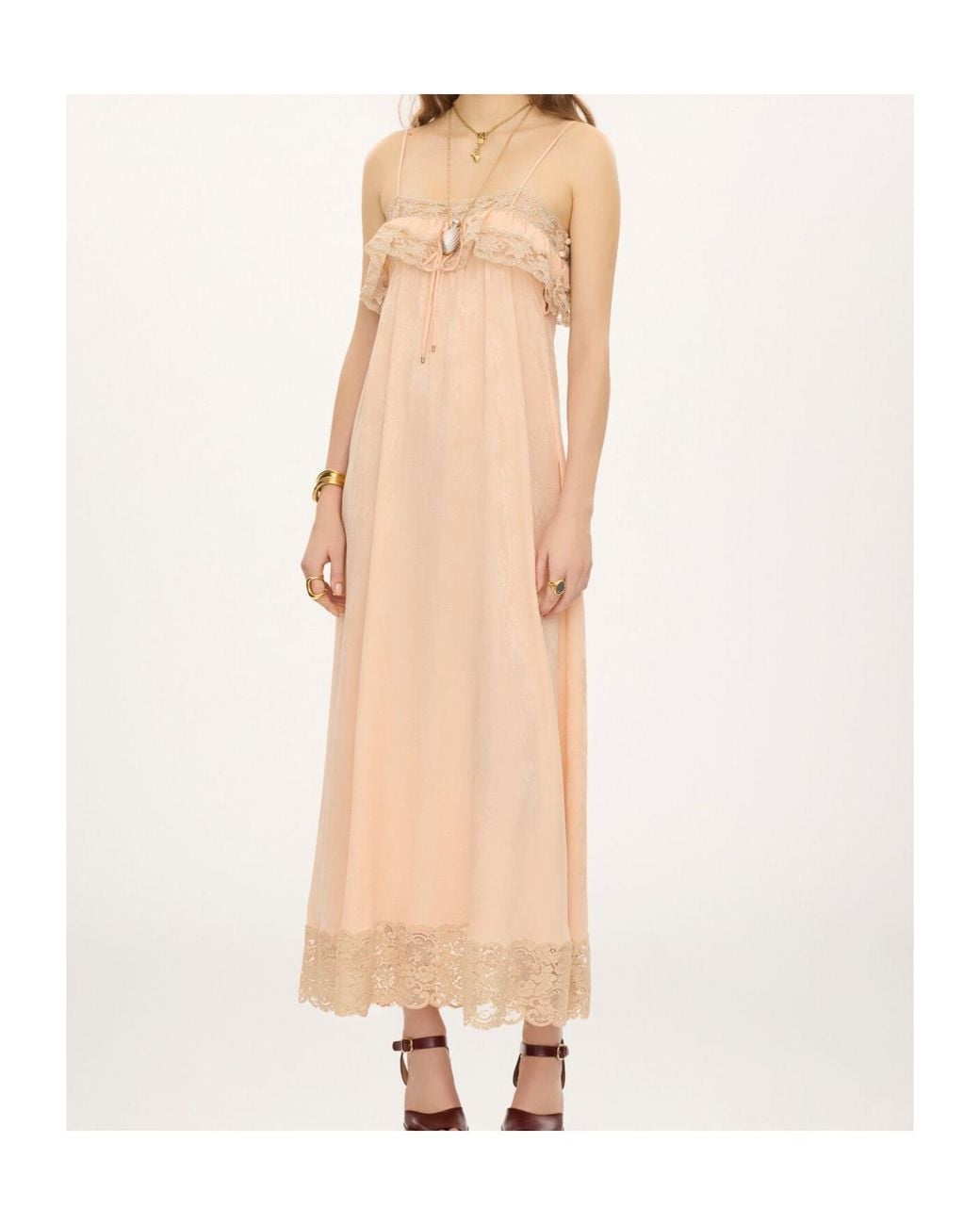 Chloé Natural Thin-Strap Long Dress