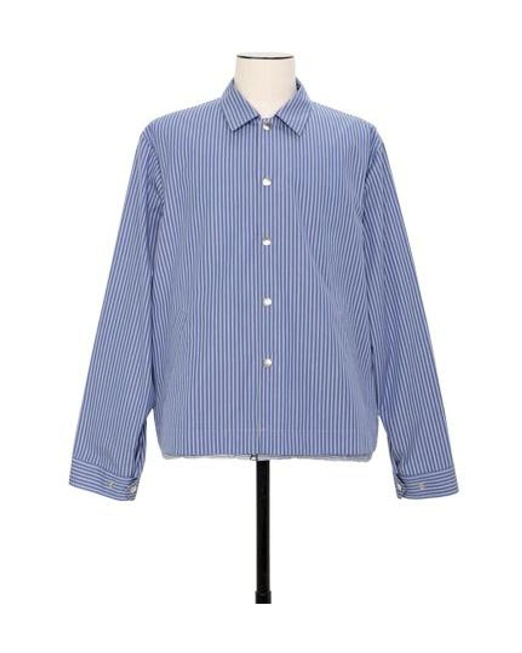 Sacai Blue Striped Overshirt for men