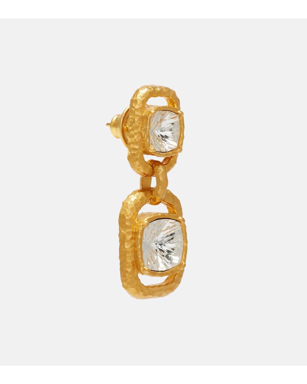 Oscar de la Renta Metallic Crystal-Embellished Drop Earrings