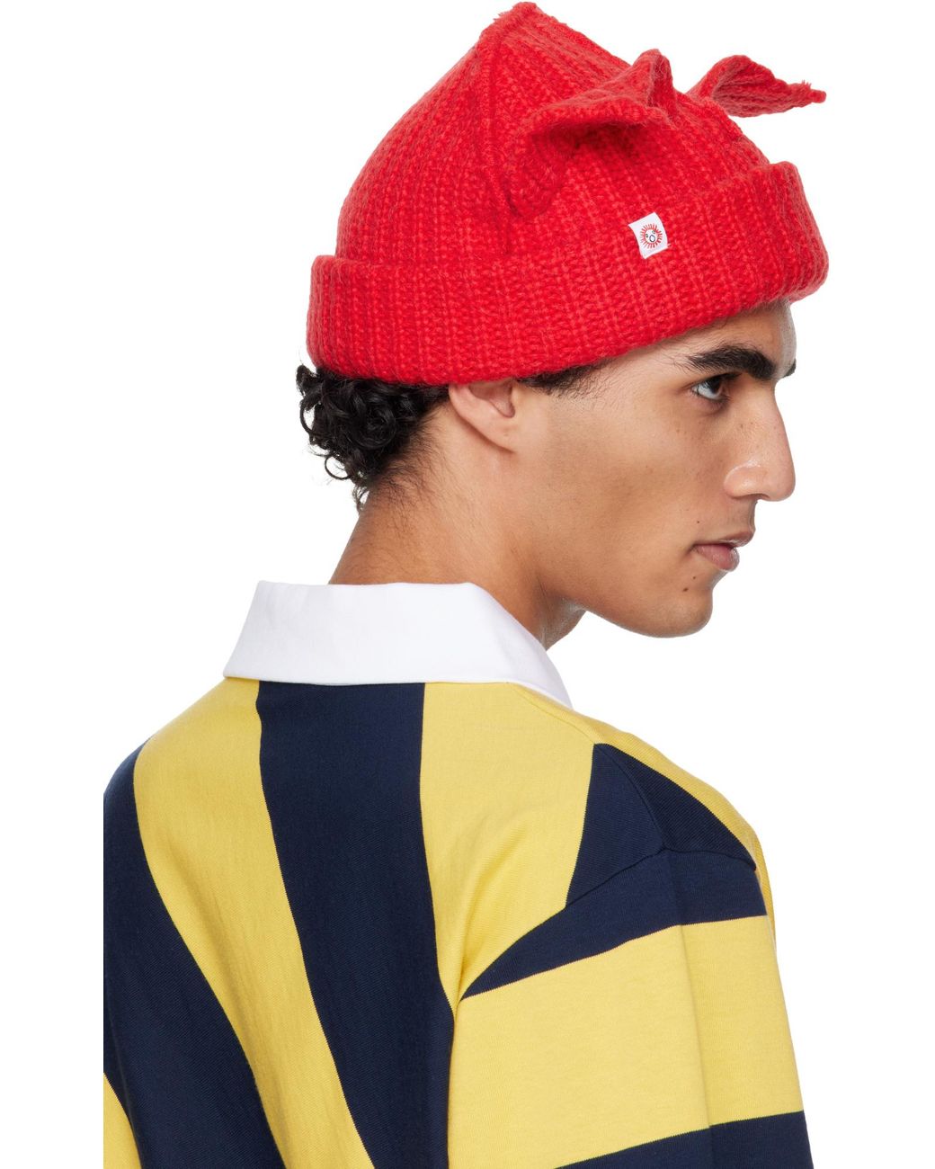 charlesjeffreyloverboy Red Chunky Ears Beanie Hat