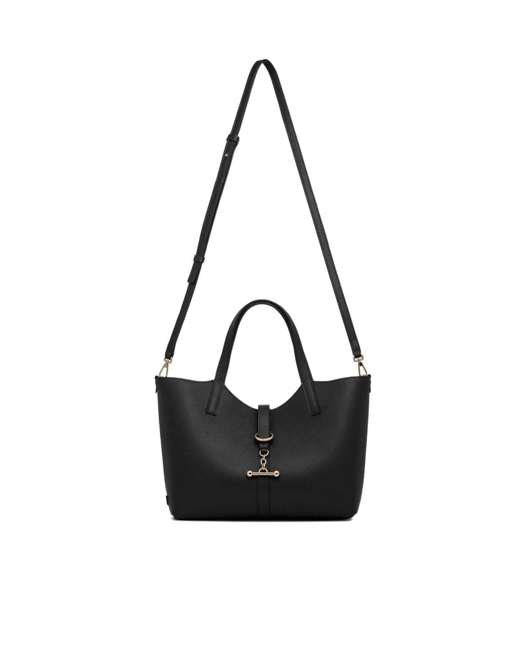 Strathberry Black Midi Kite Leather Bar-Detail Tote Bag