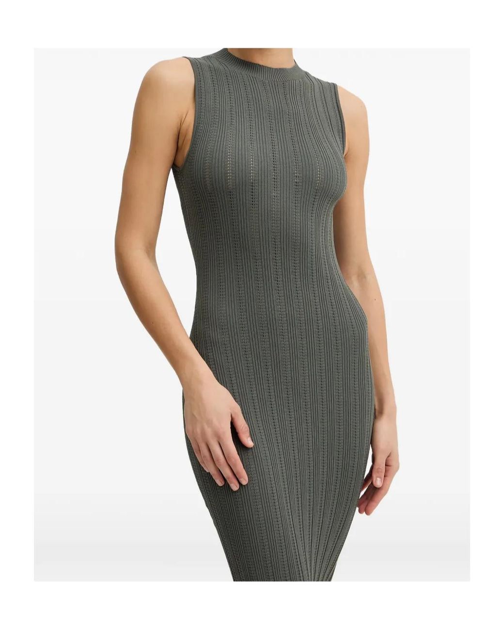 Twinset Green Ribbed-Knit Sleeveless Dress