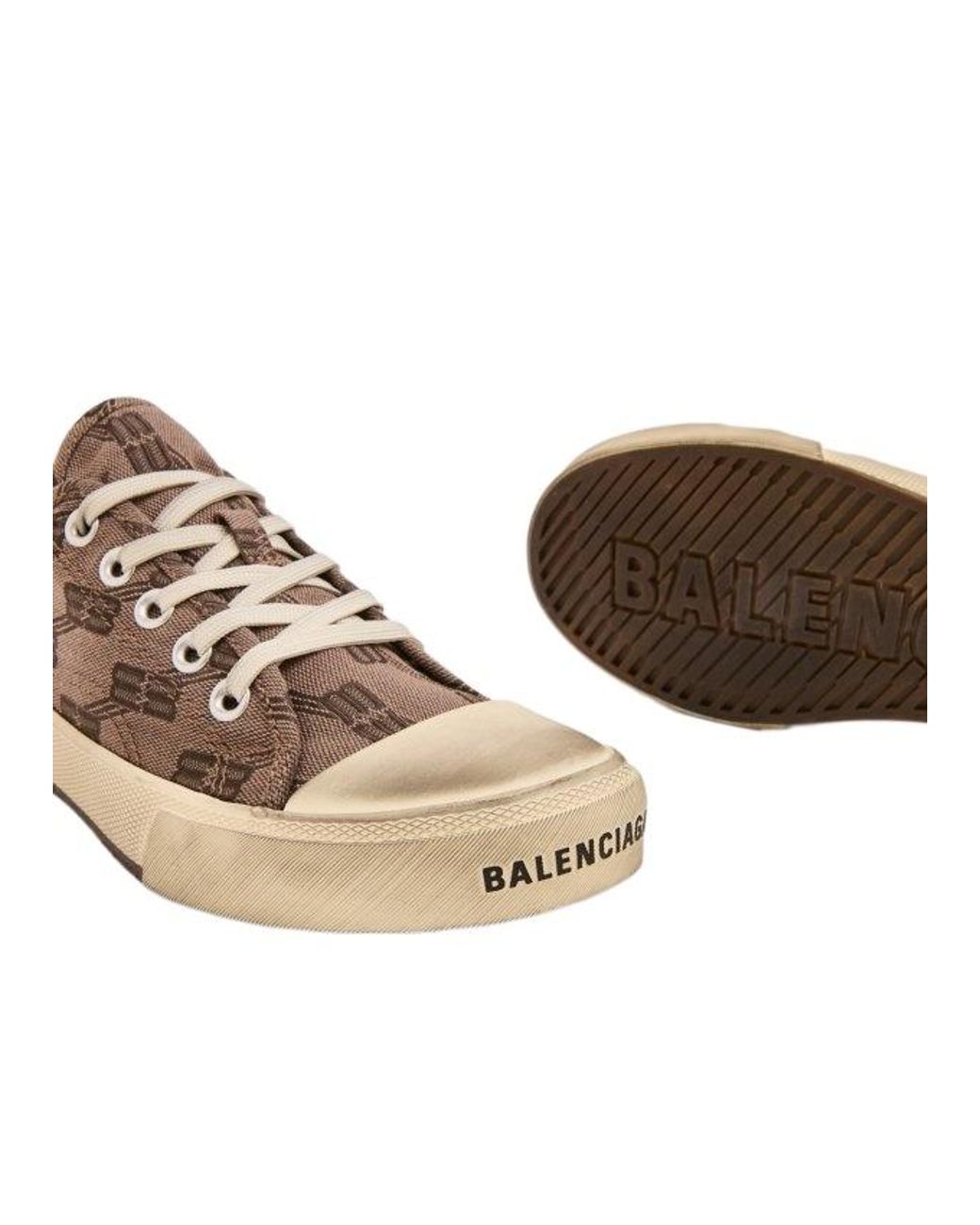 Balenciaga Brown All-Over Monogram Print Laced Sneakers for men