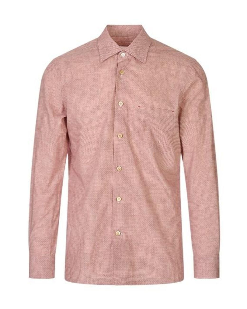 Kiton Pink Geometric-Print Long-Sleeve Shirt for men