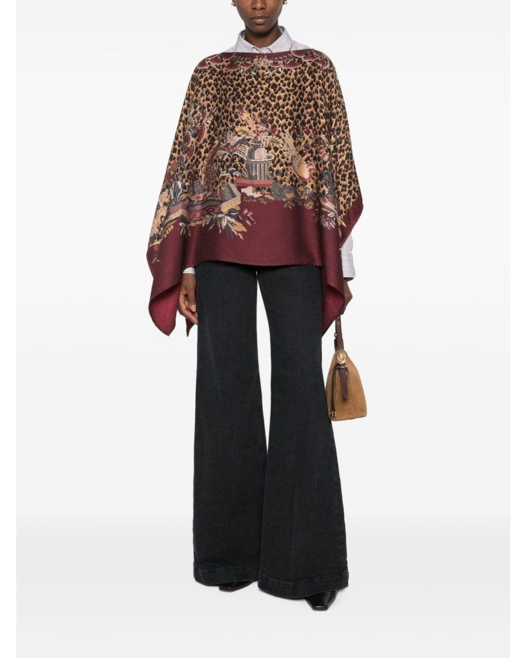 Etro Red Animal Motif Cape