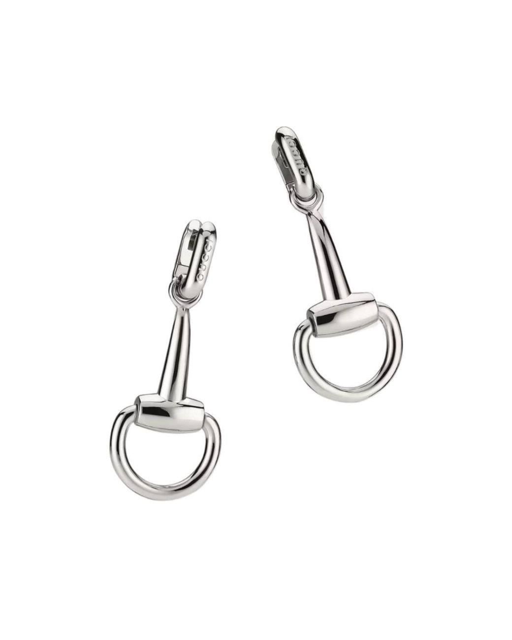 Gucci White Horsebit Earrings