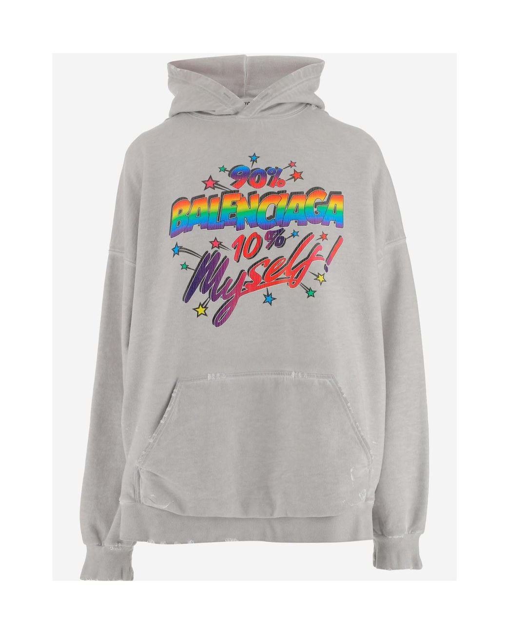 Balenciaga Gray Graphic Printed Long-Sleeved Hoodie