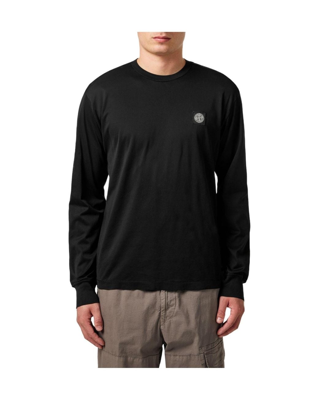 Stone Island Black Pure Cotton Crew Neck T-Shirt for men