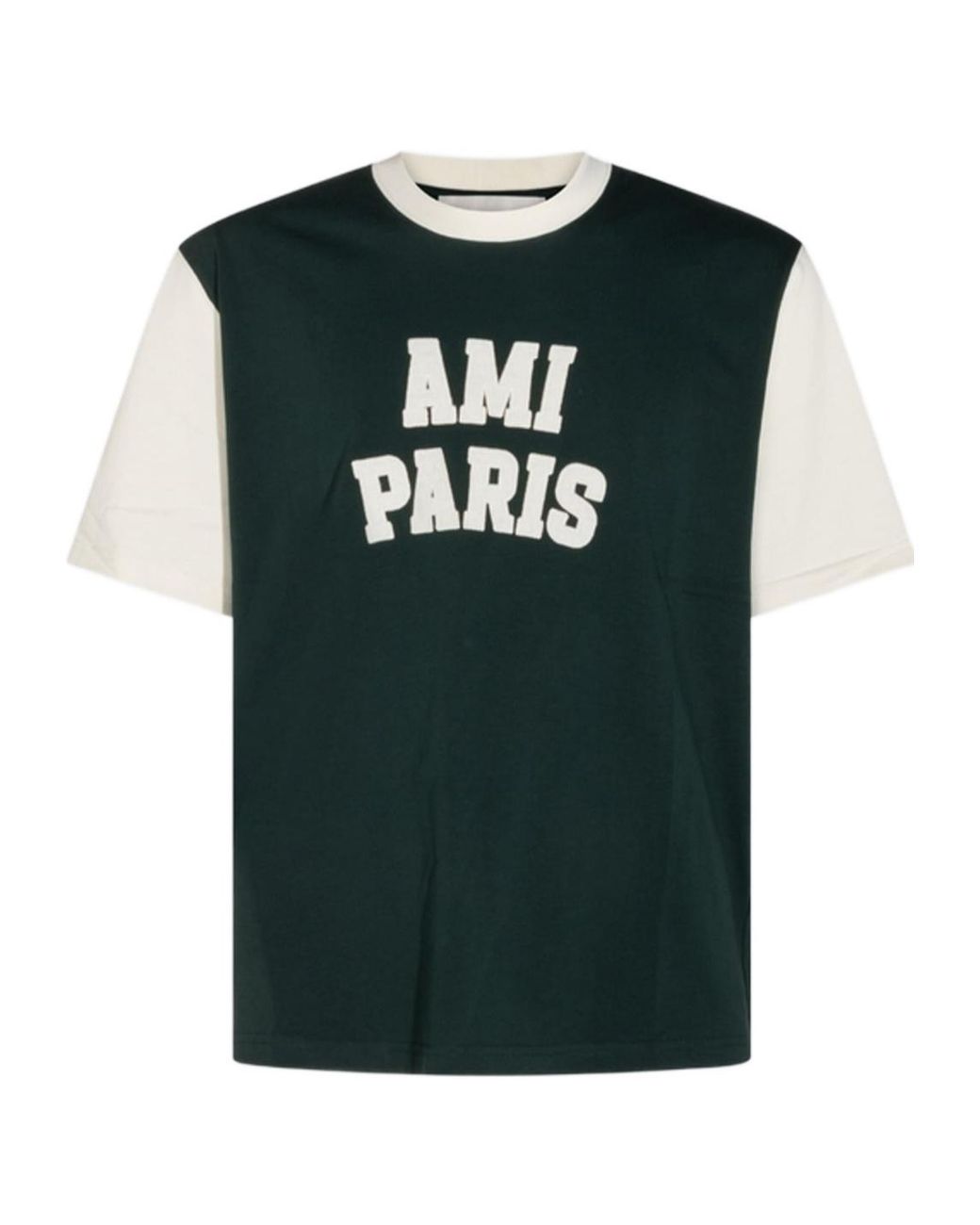 AMI Green Ami Logo Print Crewneck T-Shirt for men
