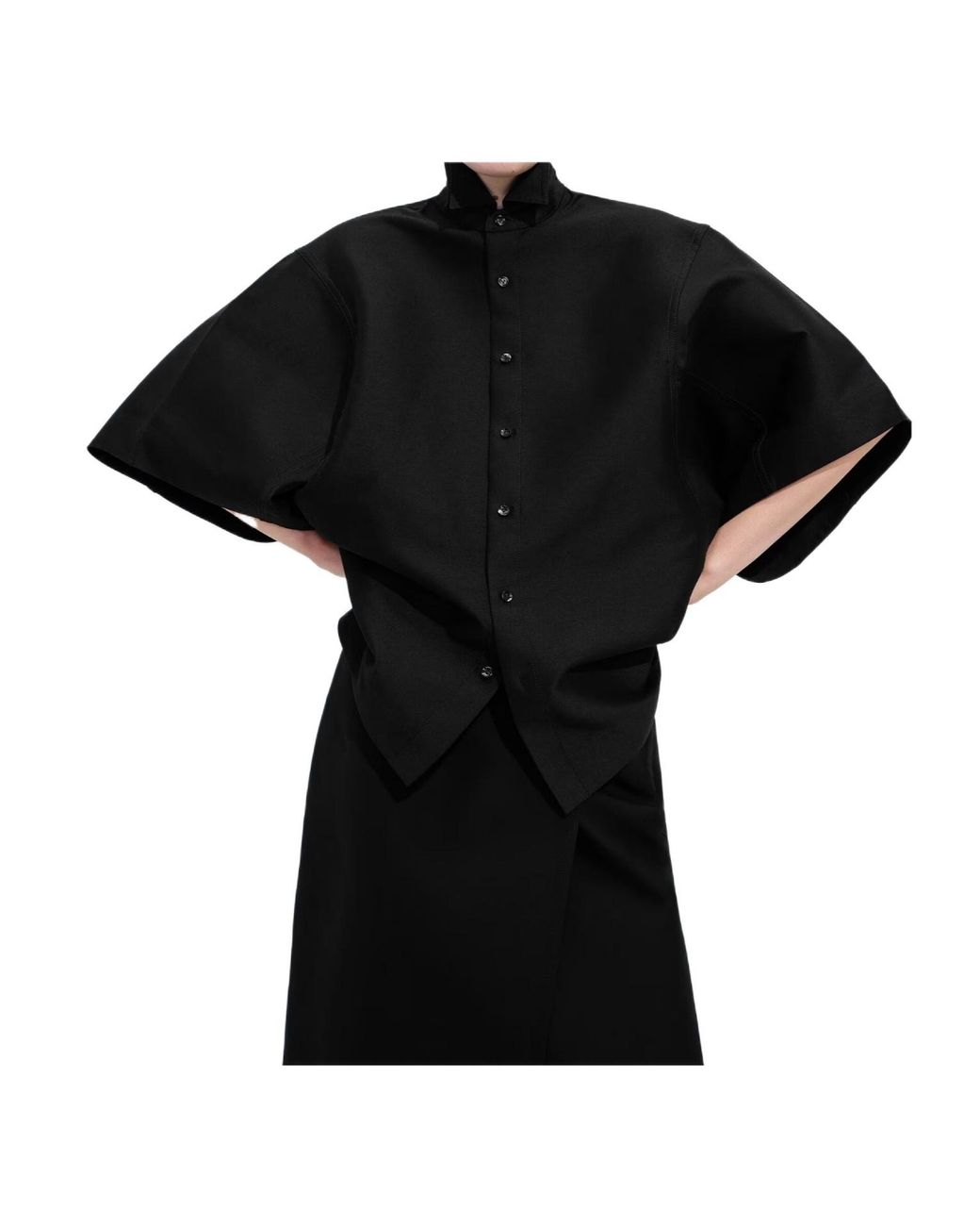 Bottega Veneta Black Raglan Sleeved Shirt