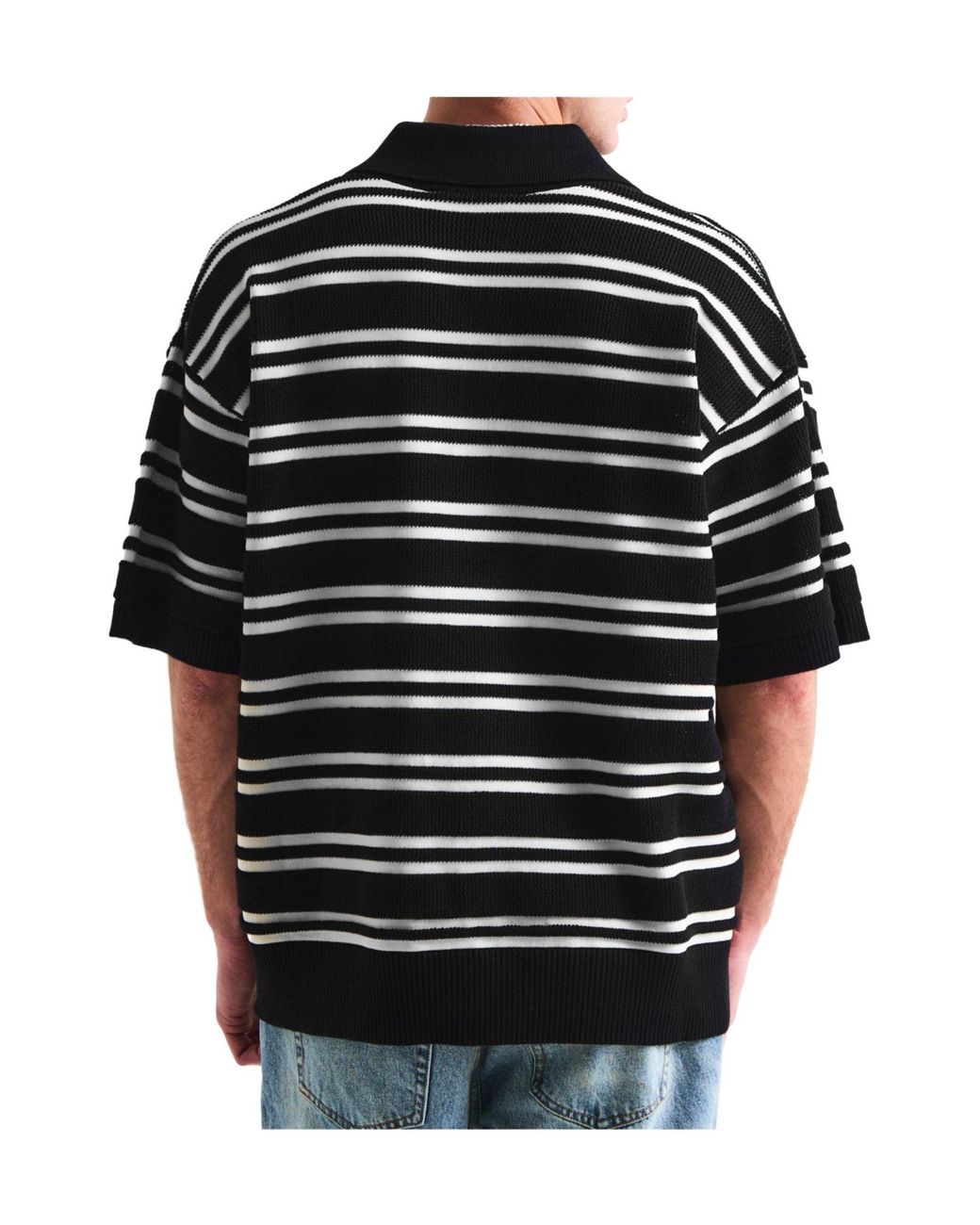 Amiri Black Striped Knit Polo Top for men
