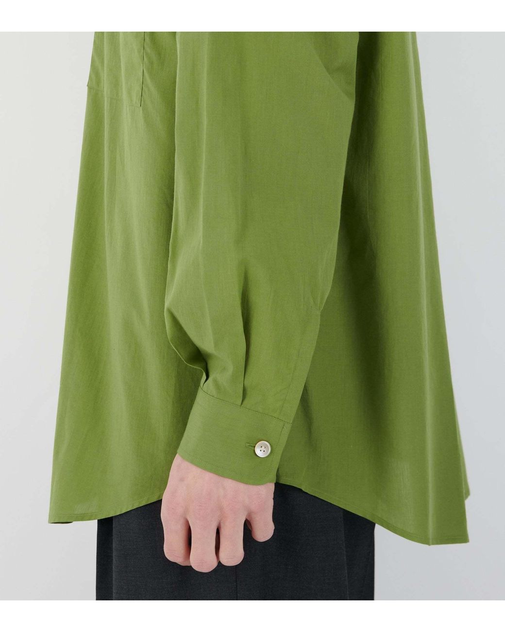 Auralee Green Super Fine Cotton Lawn Shirt for men