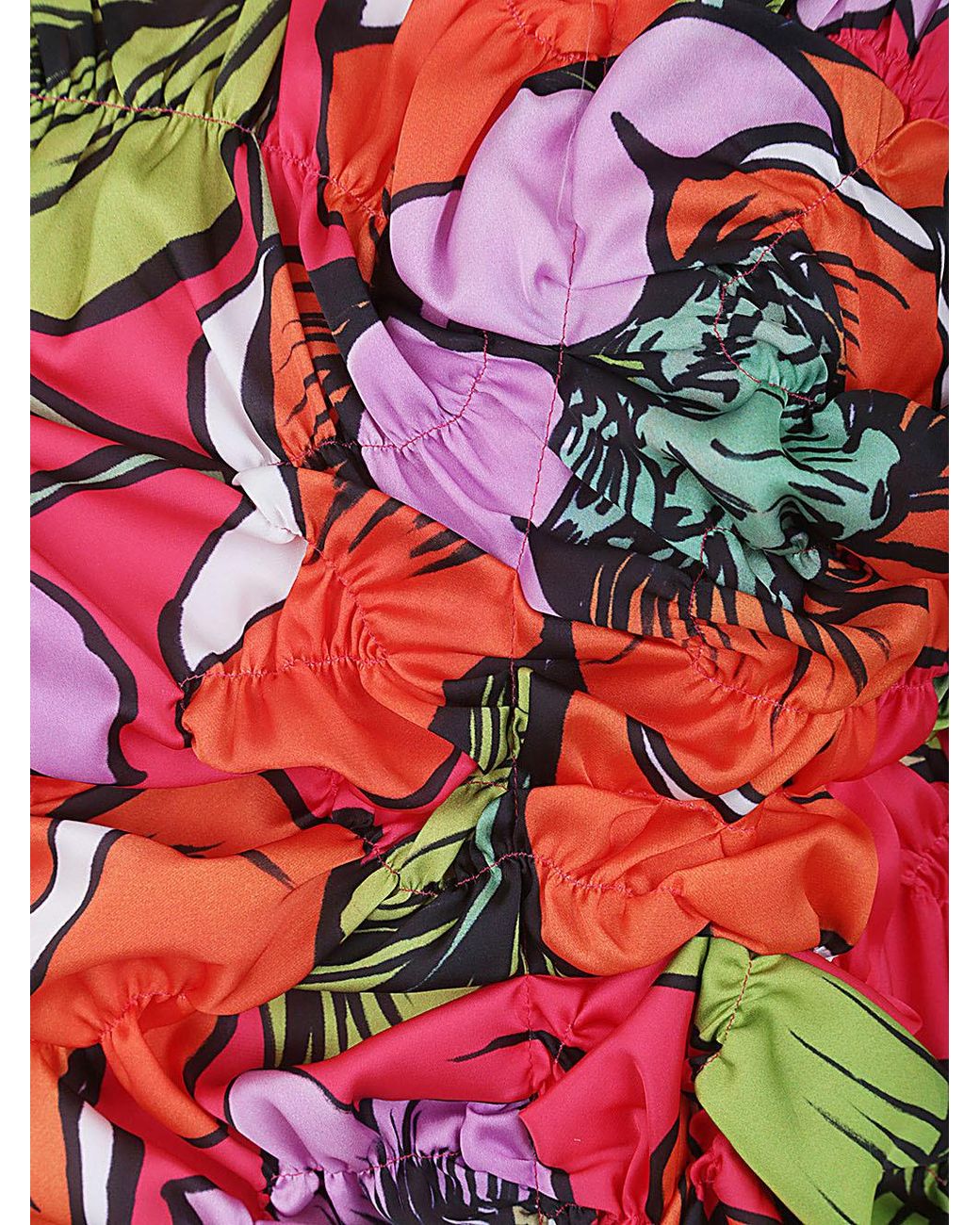 Comme des Garçons Red Floral Pattern Round Collar Vest