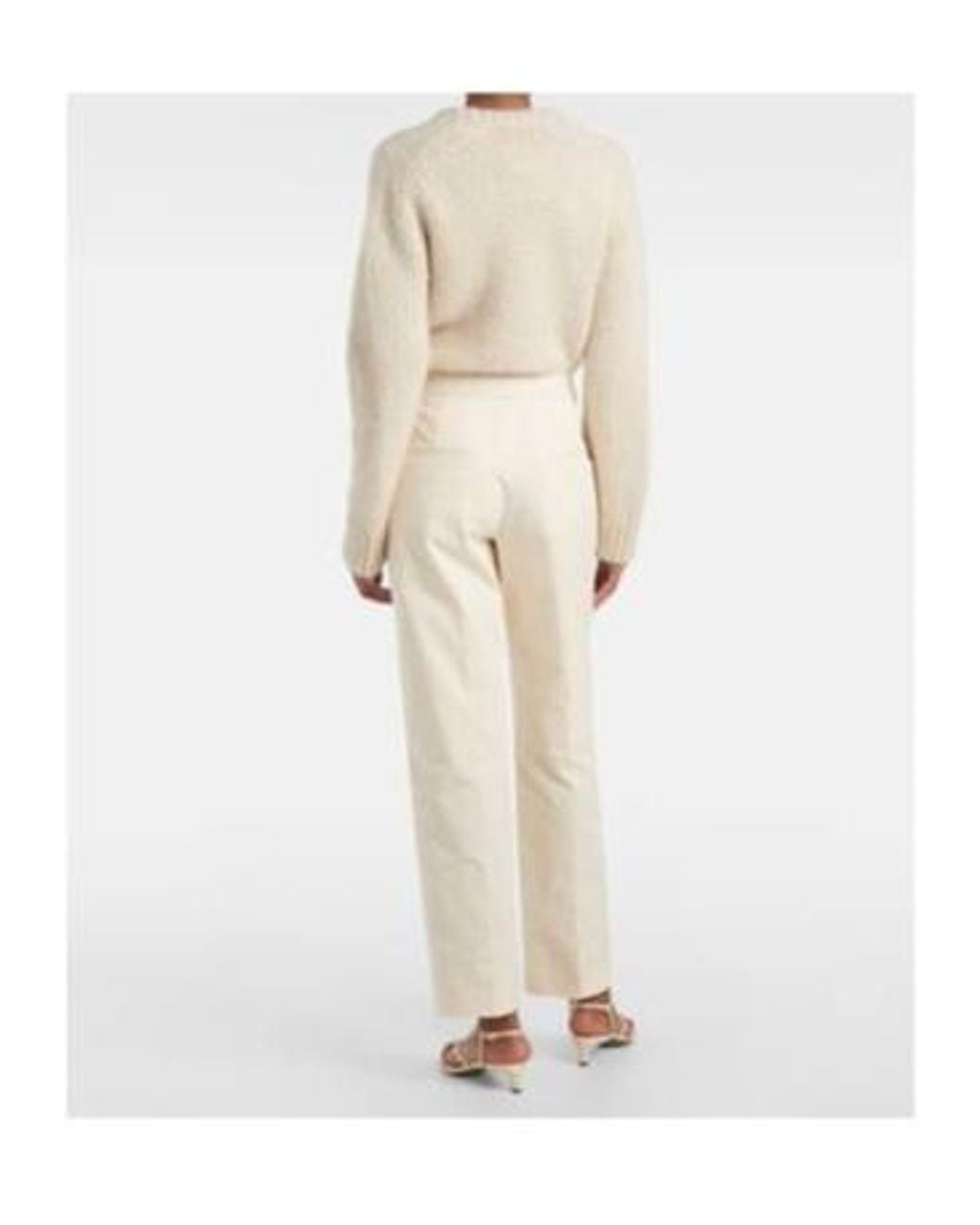 Jil Sander Natural Cropped Cotton Straight Pants