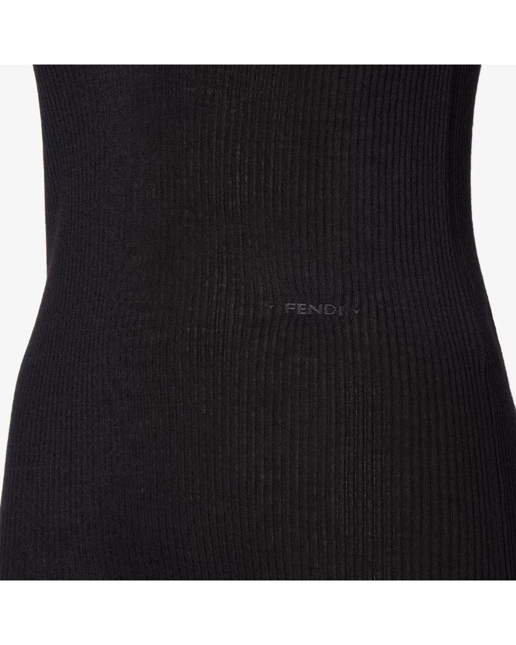 Fendi Black Wool Ribbed Top