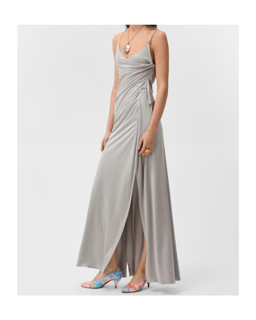 Versace White Draped Jersey Maxi Dress