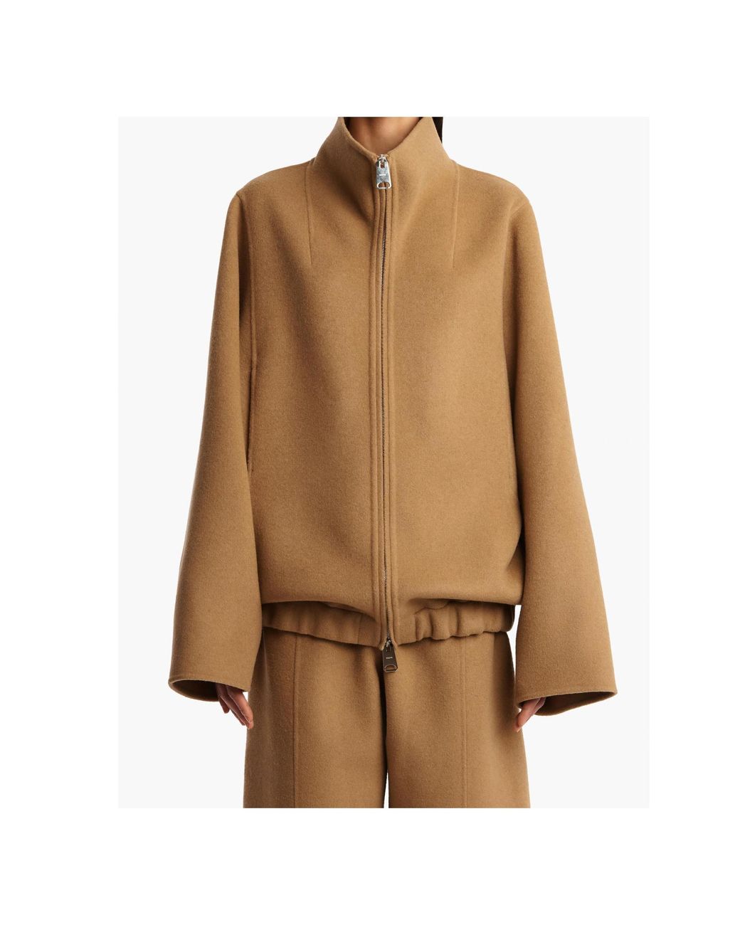 Khaite Brown Garret High Neck Zipped Jacket
