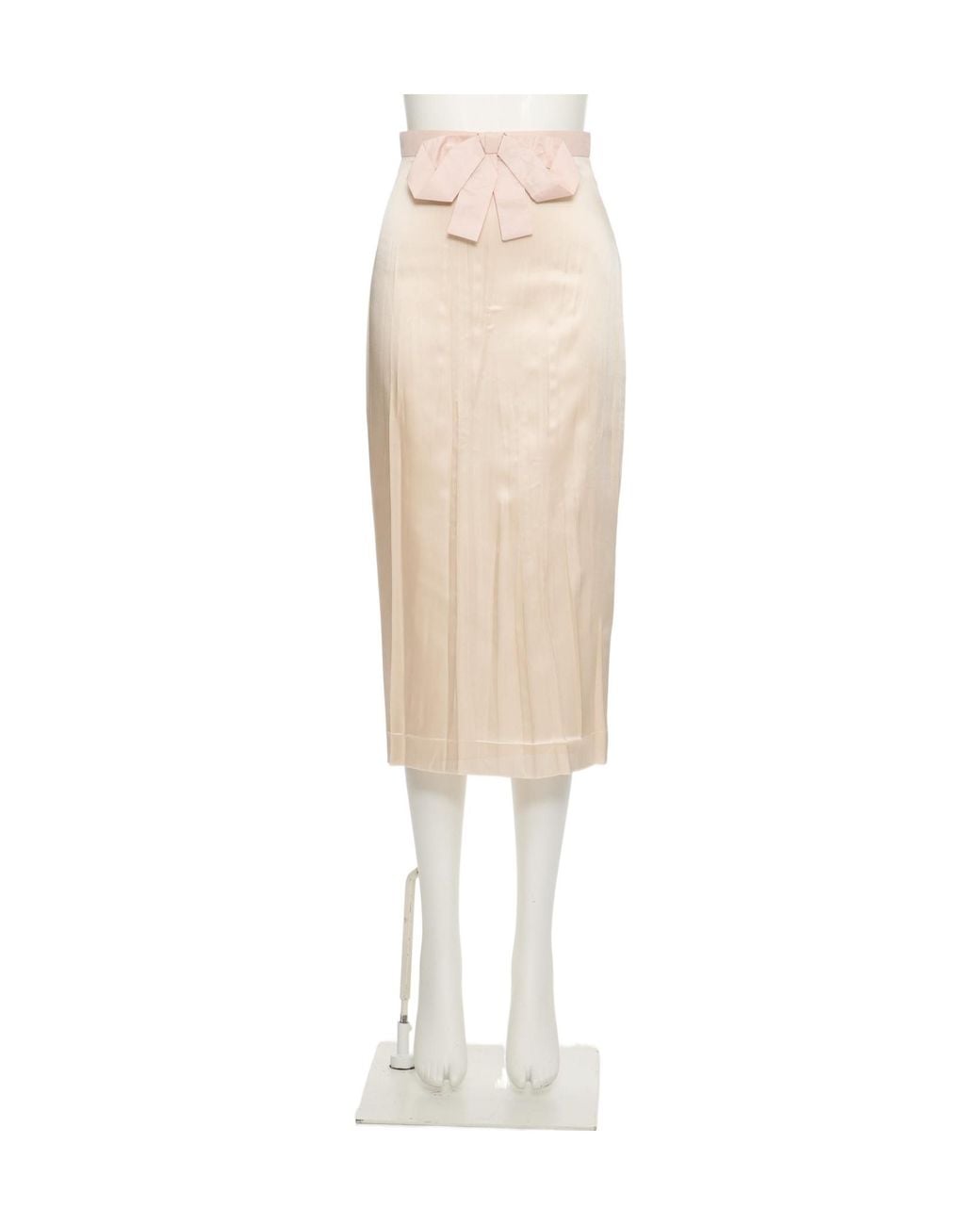 Valentino White Bow Detailed High Waist Midi Skirt