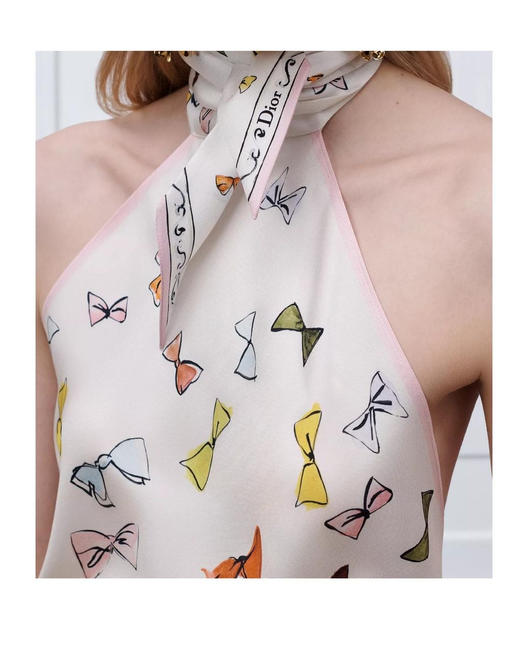 Dior White Bow-Tie Sleeveless Top