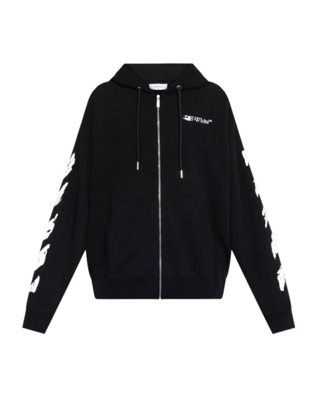 Off-White c/o Virgil Abloh Black Zip-Up Drawstring Hoodie for men