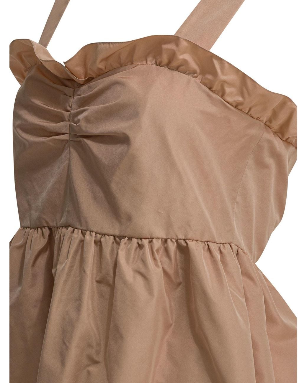 Chloé Brown Chloé Ruched Bustier Balloon Dress