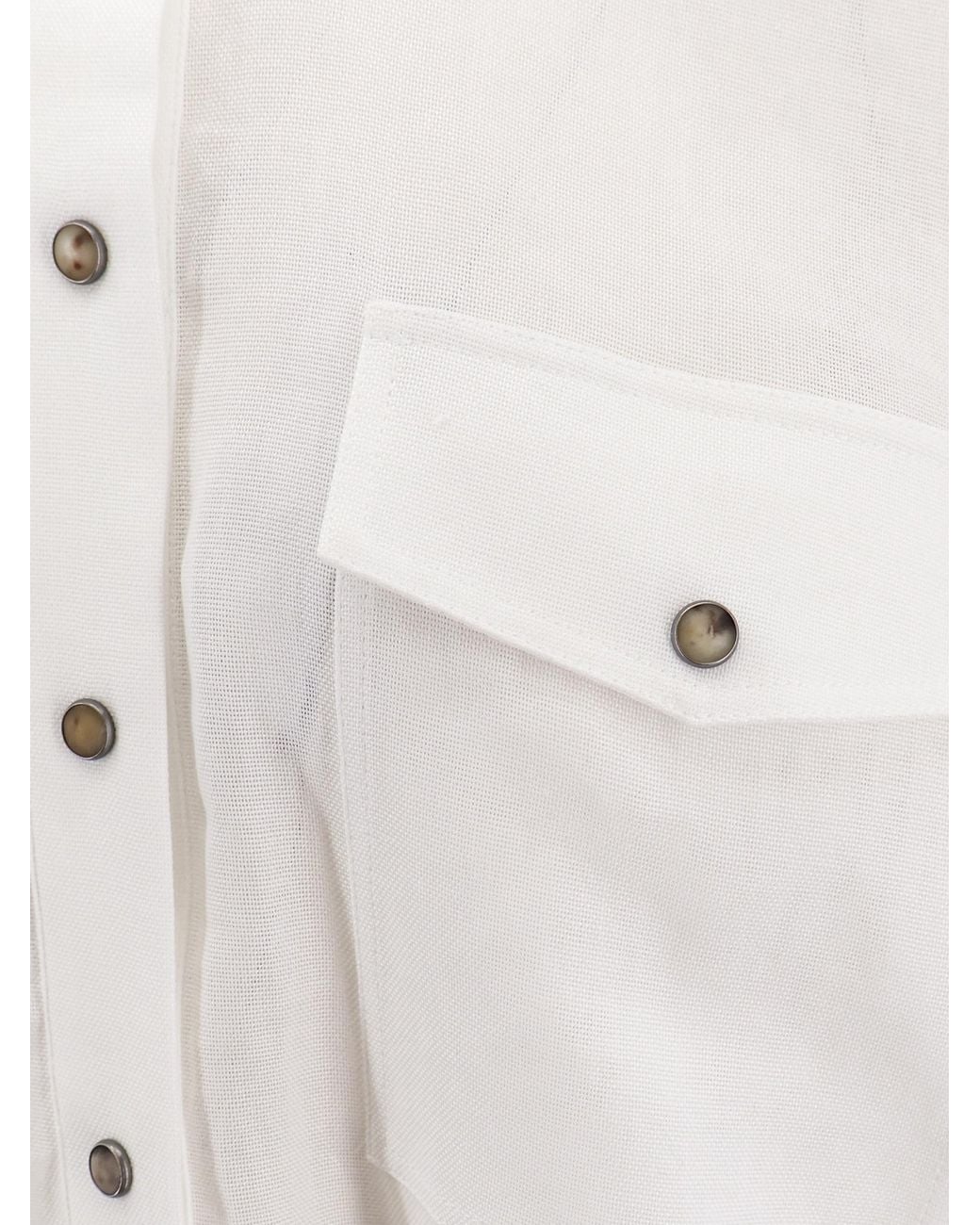 Brunello Cucinelli White Buttoned Pocket Shirt