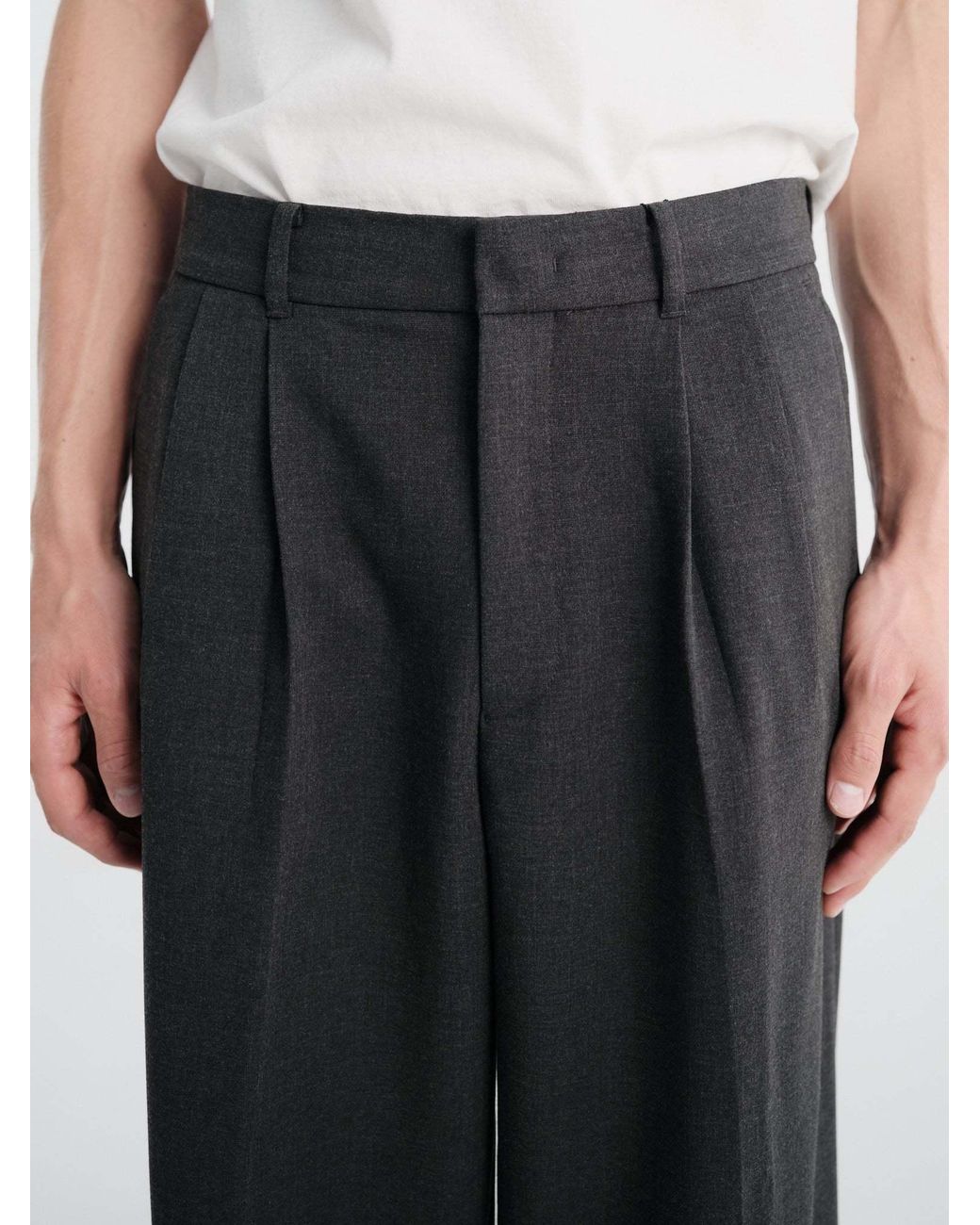 DUNST Black Double Pinch Wide-Leg Pants for men