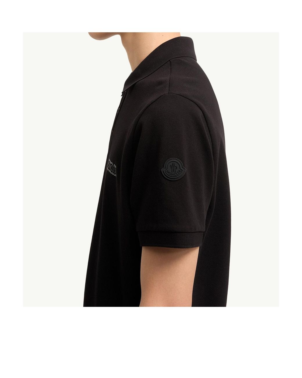 Moncler Black Logo Patch Short-Sleeved Polo Shirt for men