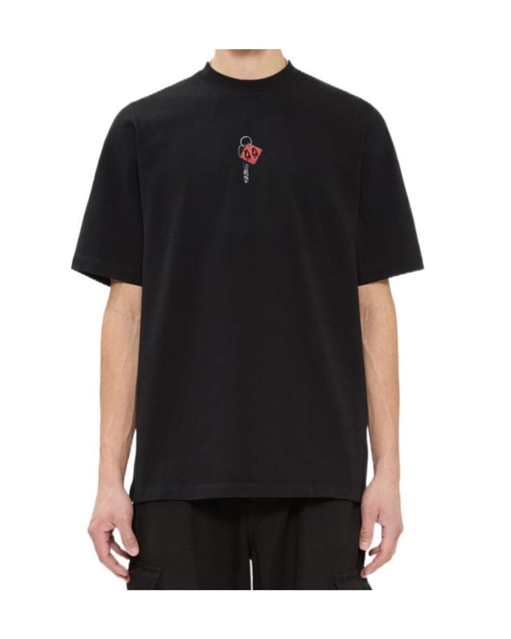44 Label Group Black Padlock Print T-Shirt for men