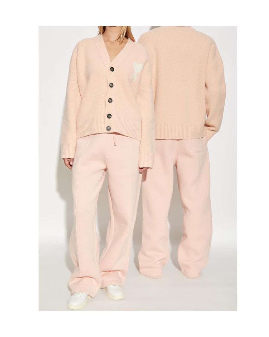 AMI Pink Ami De Coeur Logo Embossed Joggings for men