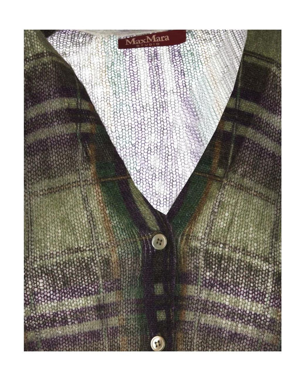 Max Mara Green V-Neck Knitted Cardigan
