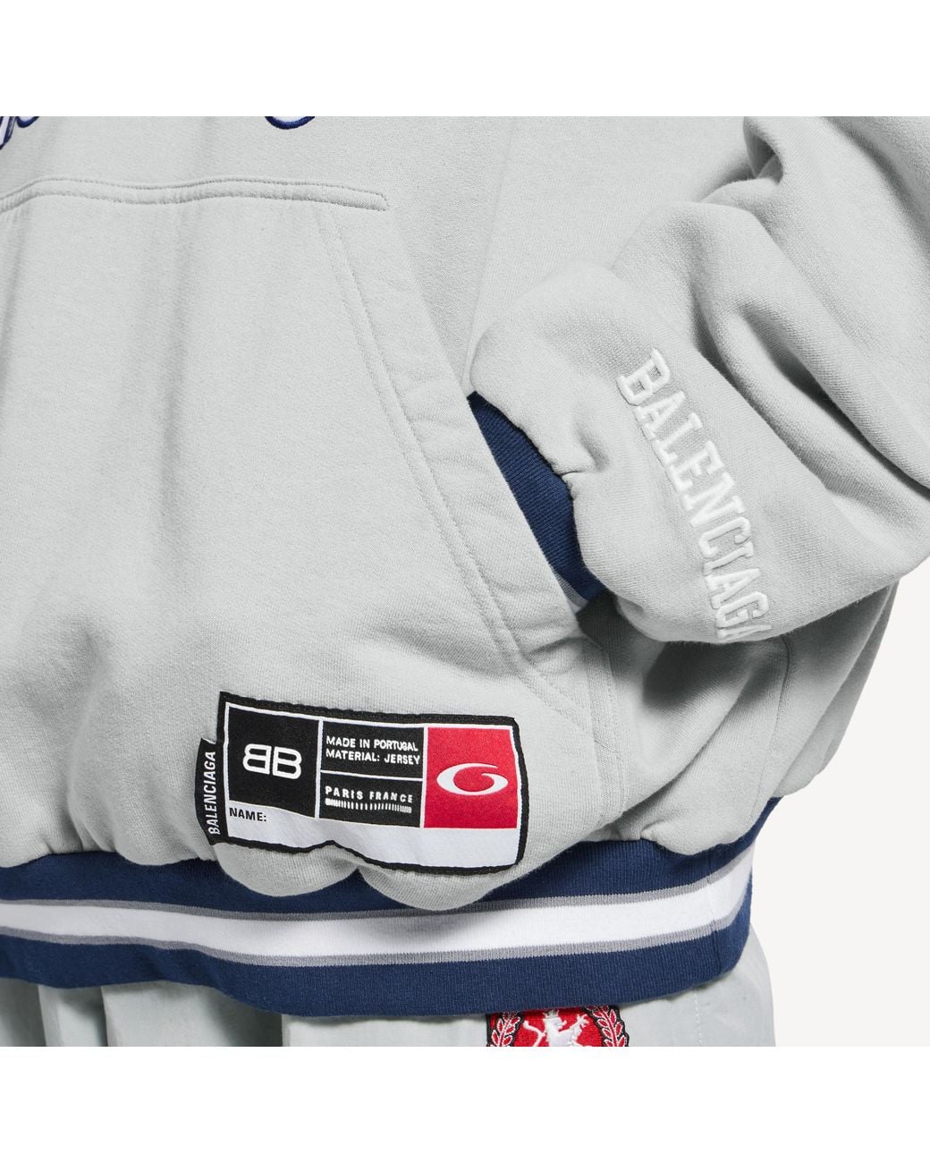 Balenciaga Gray Logo-Detailed Polo Hoodie for men