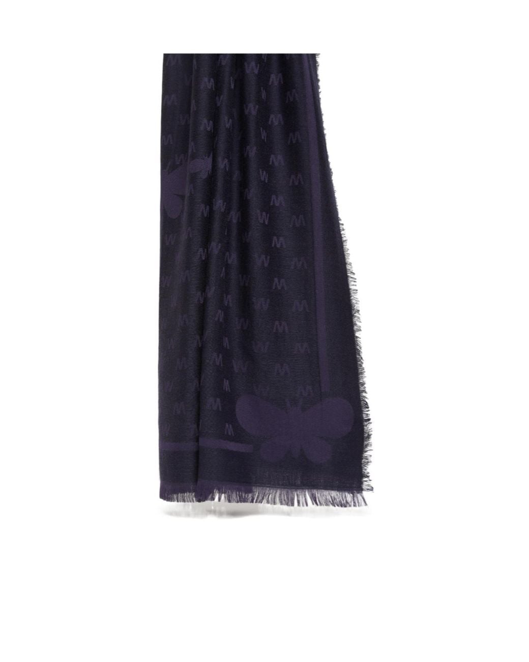Weekend by Maxmara Blue All-Over Patterned Frayed Edge Scarf