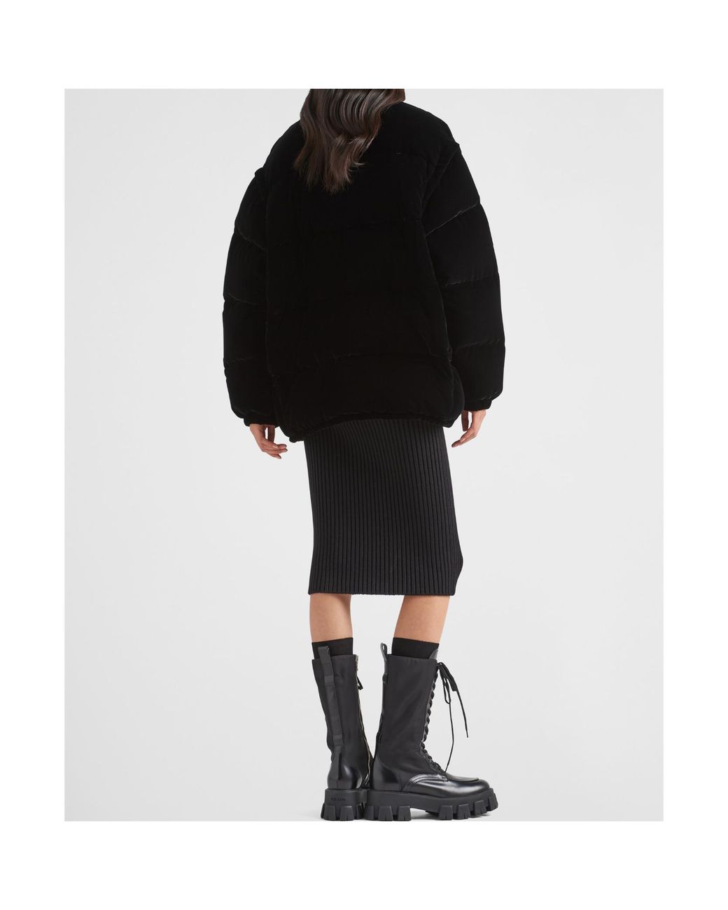 Prada Blue Convertible Velvet Down Jacket