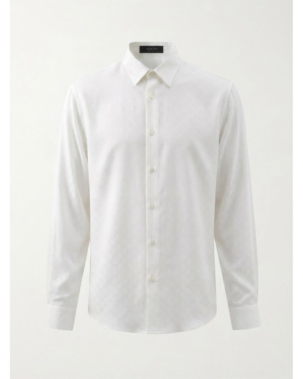Gucci White Gg Silk Jacquard Shirt for men