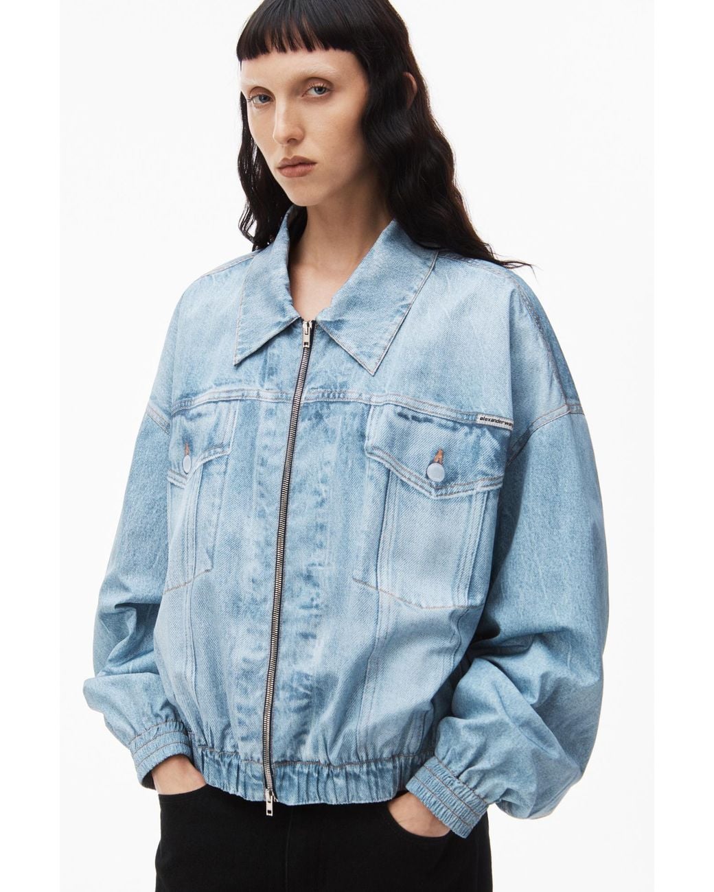 Alexander Wang Blue Denim Bomber Jacket
