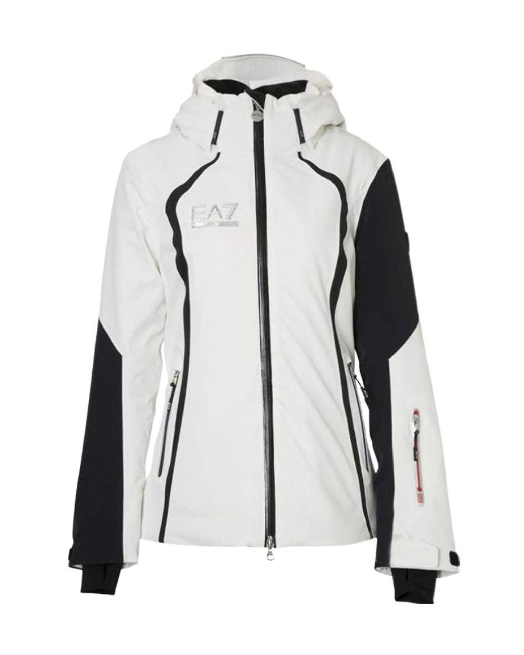 EA7 White Logo Hooded Casual Jacket