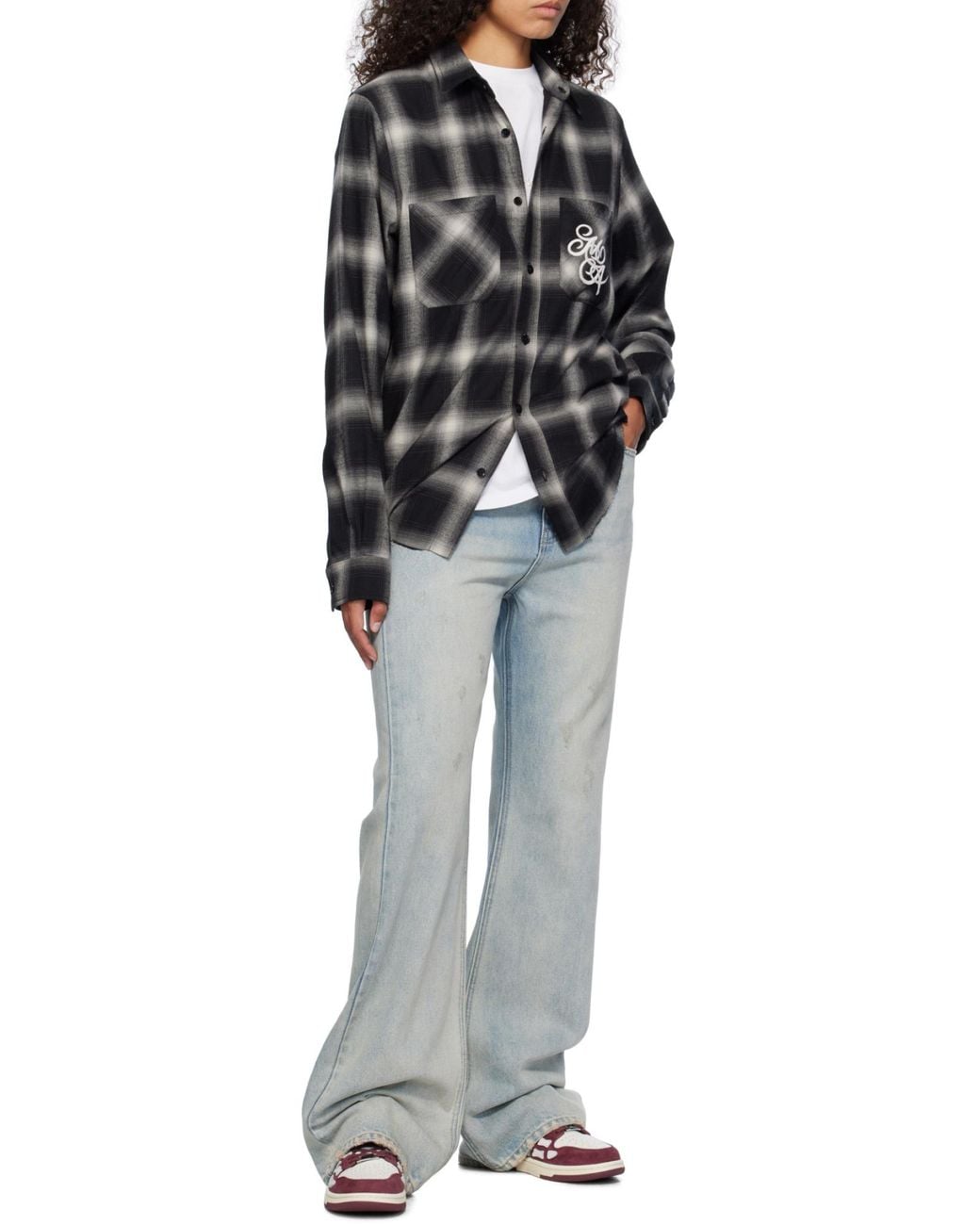 Amiri Black Swirl Flannel Shirt for men