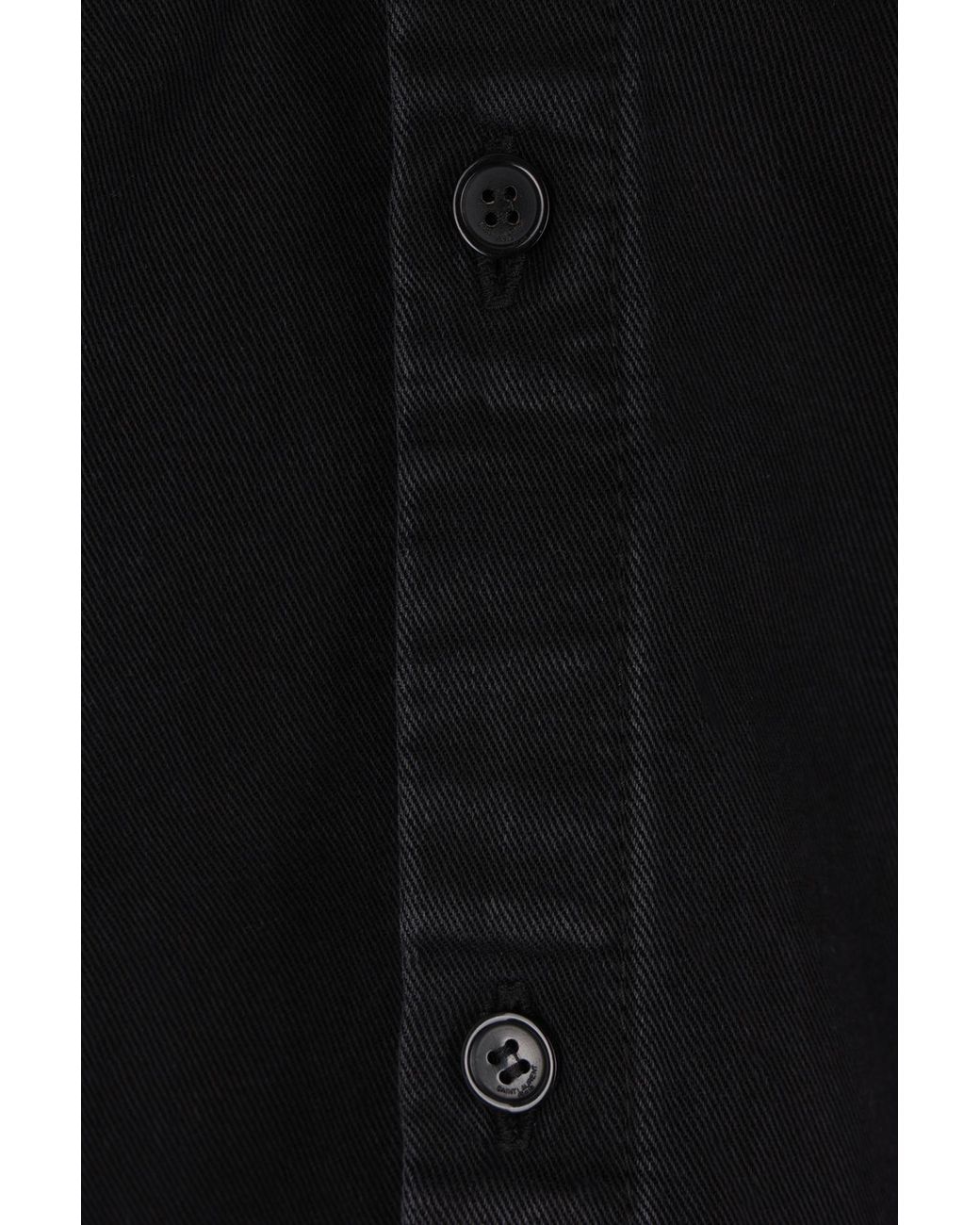 Saint Laurent Black Cassandre Relaxed-Fit Denim Shirt for men