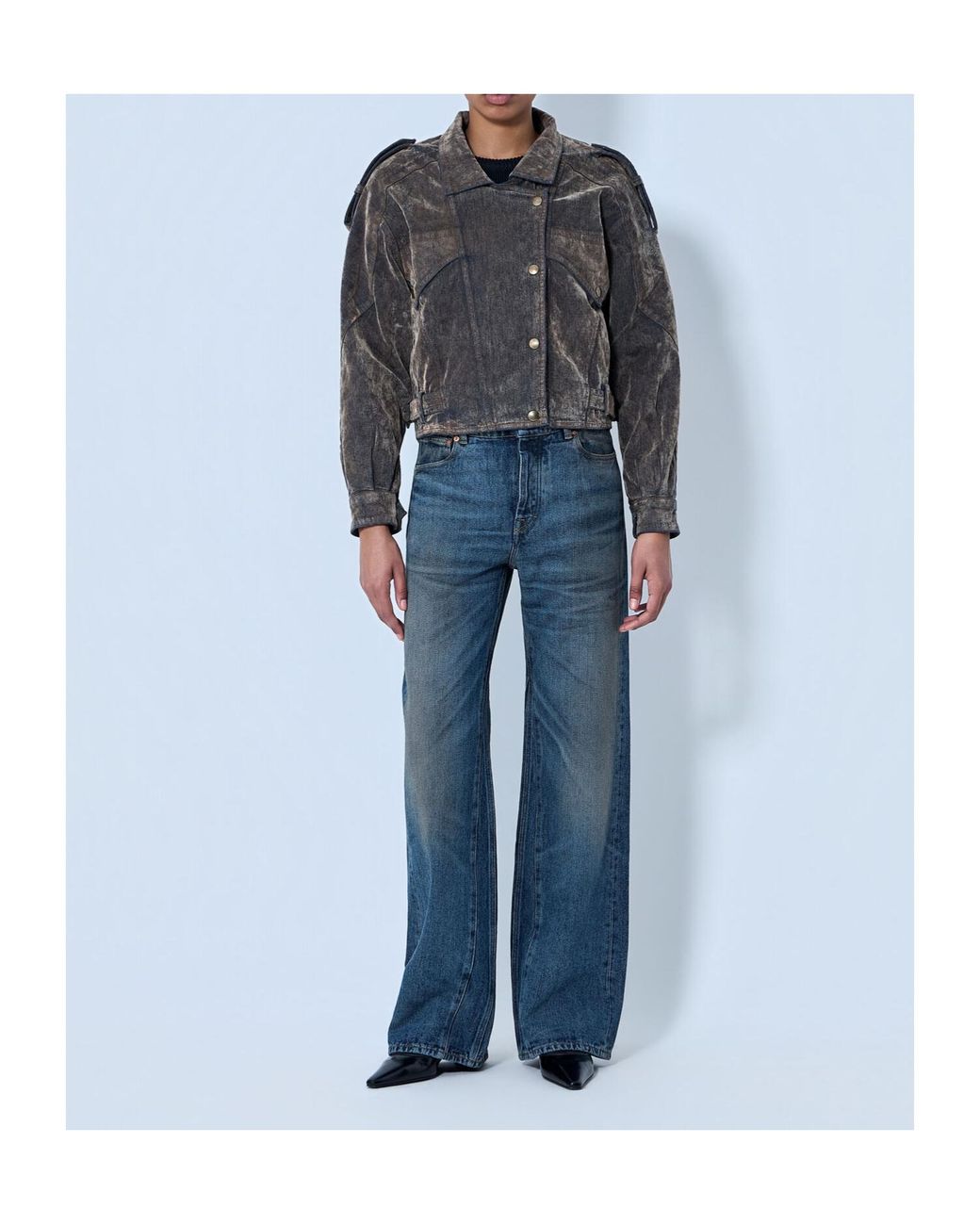VAQUERA Gray Flocked Denim Jacket