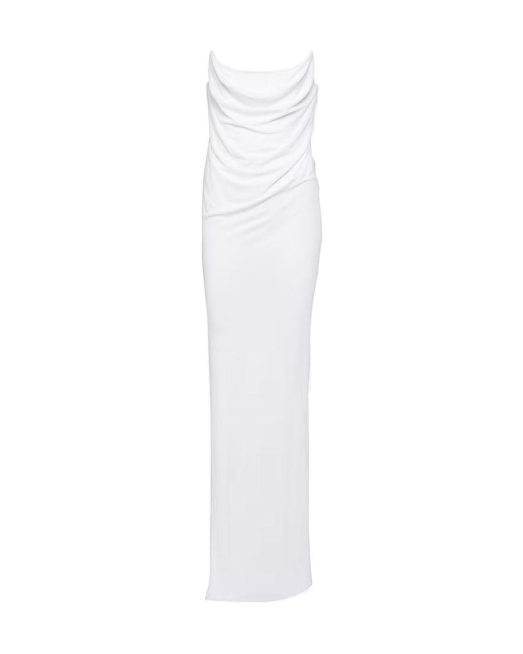 Alex Perry White Draped Corset Jersey Gown