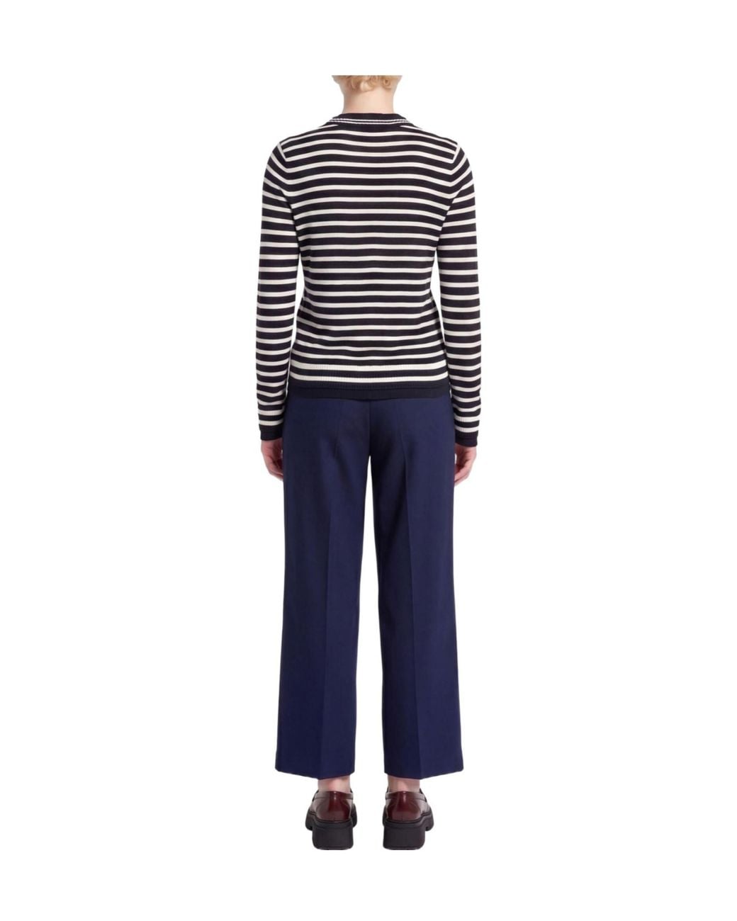 MAX&Co. Blue Striped Wool Knit Sweater