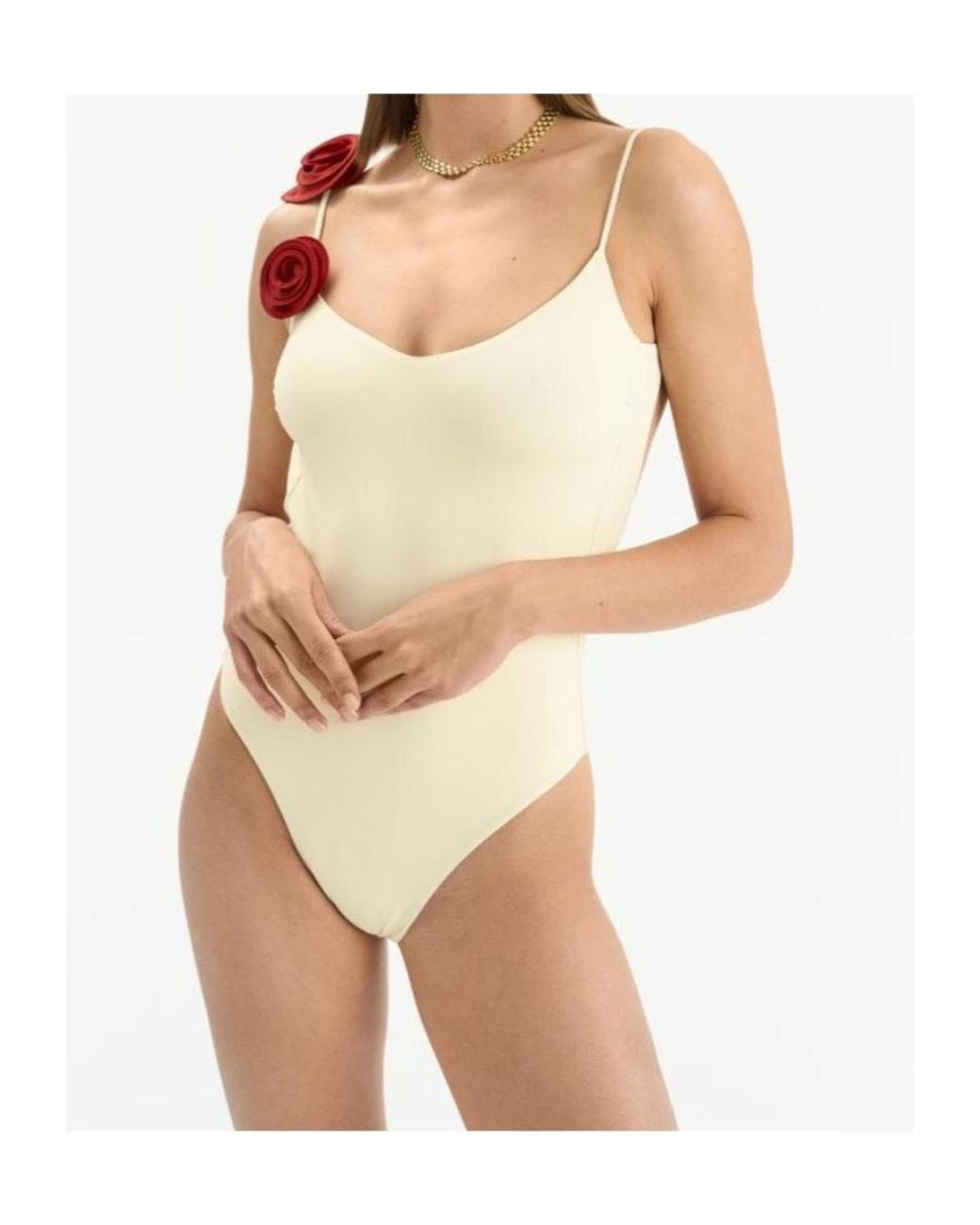 LaRevêche White Ashar Floral-Appliqué Swimsuit