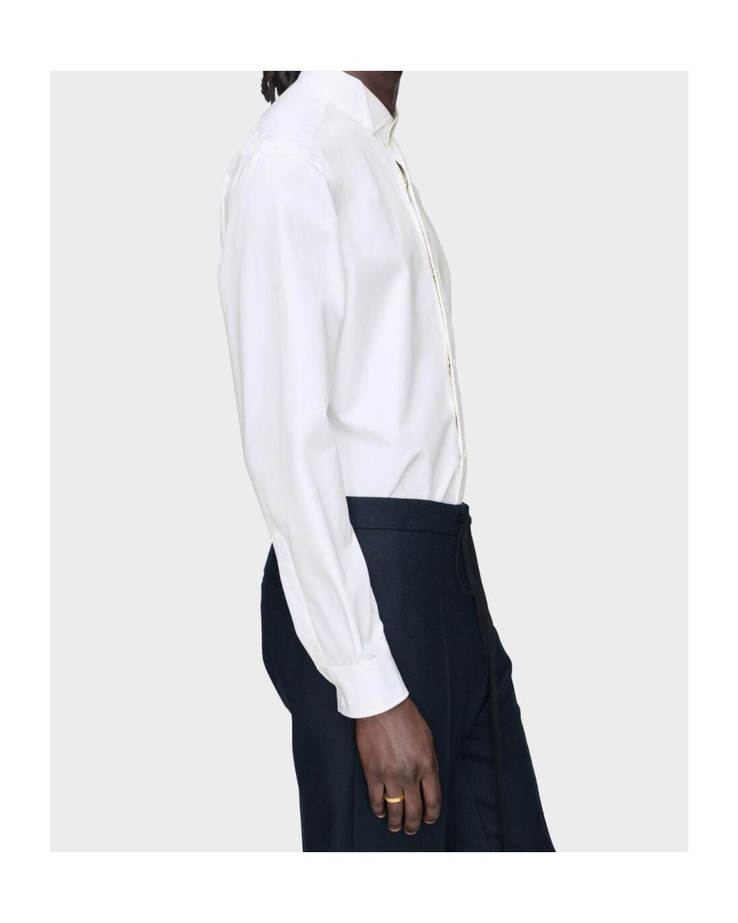 Maison Margiela White Collared Long-Sleeve Poplin Shirt for men