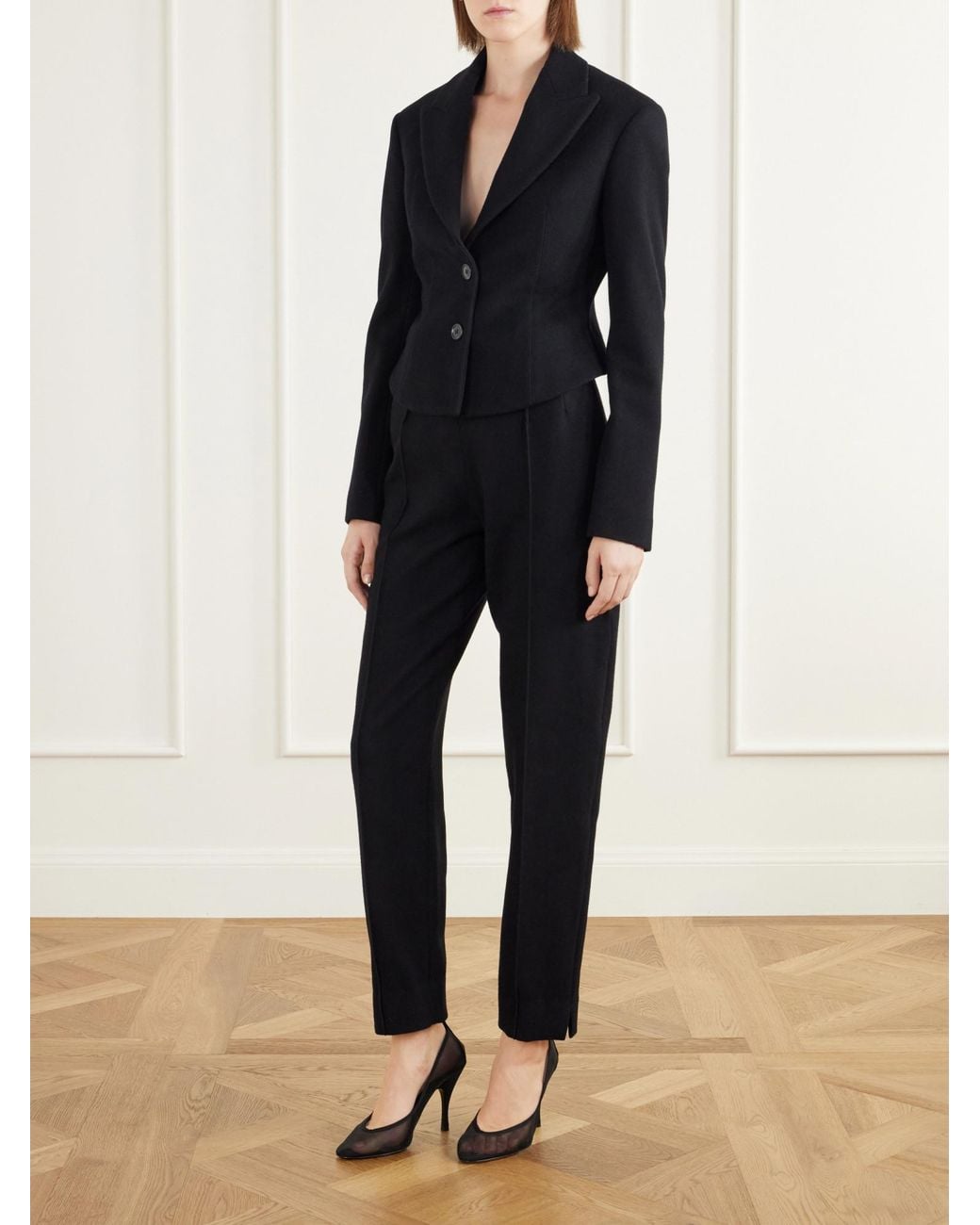 Alaïa Black Wool-Felt Tapered Pants