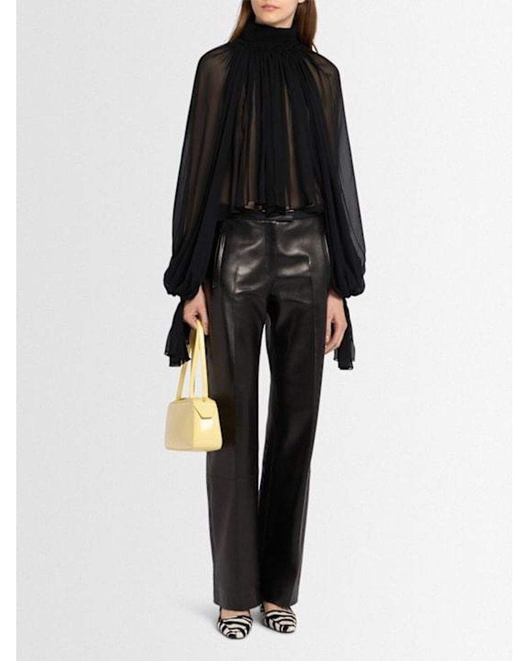 Khaite Black Durer Ruffled Silk Shirt