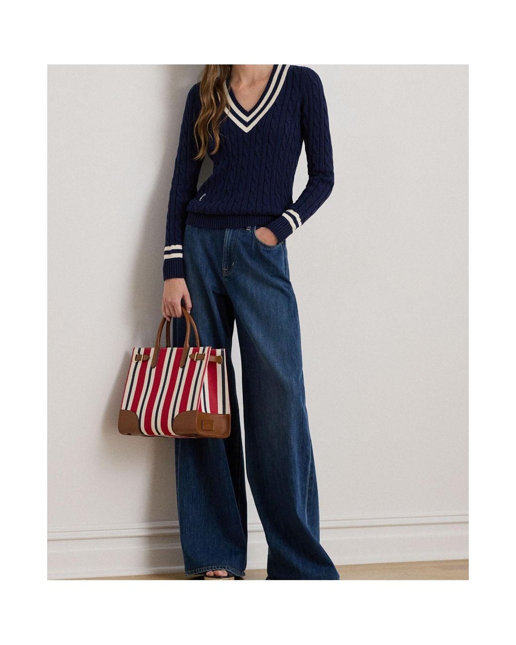 Ralph Lauren Blue V-Neck Knit Sweater