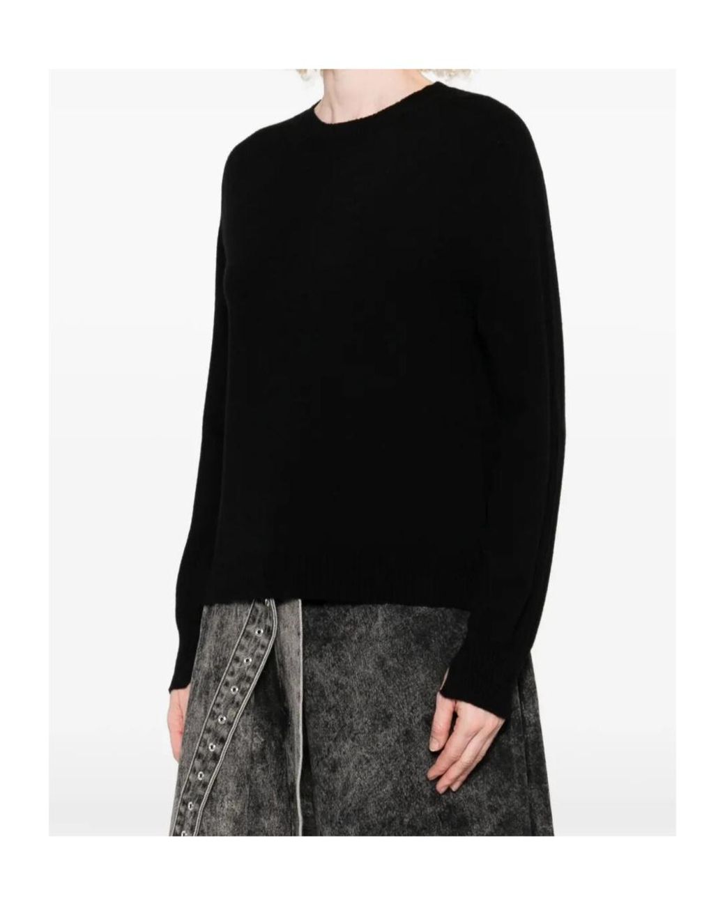 Twinset Black Round-Neck Cashmere-Wool Sweater