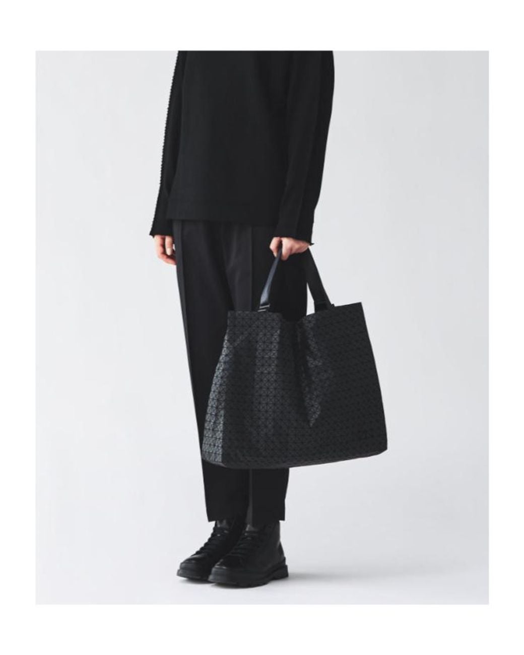 Issey Miyake Black Top Handle Tote Bag for men